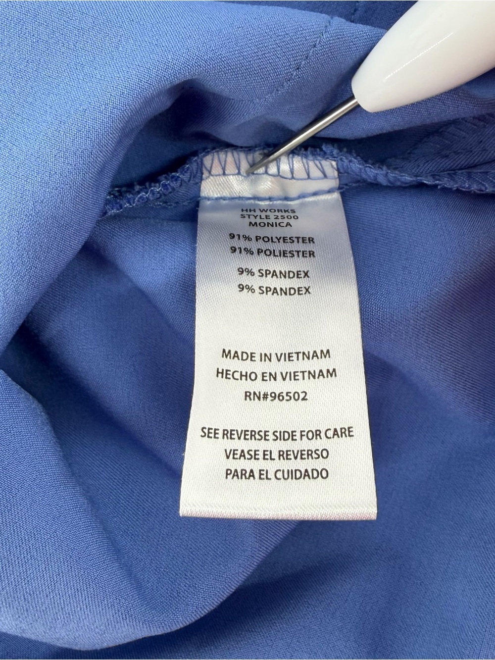 HH Works Size Small Monica V-Neck Scrub Top Blue Princess Seams Medical Uniform - Picture 5 of 8